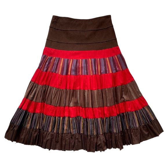 Y2K French Tiered Mixed Pattern Peasant Skirt β₯οΈ - Picture 2 of 7